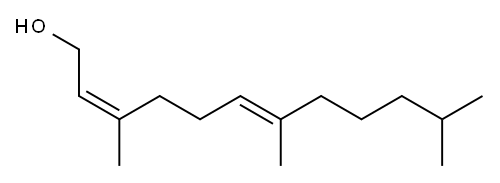 (2Z,6E)-3,7,11-トリメチル-2,6-ドデカジエン-1-オール 化学構造式