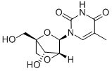 1-[2,5-Anhydro-4-C-(hydroxymethyl)-alpha-L-lyxofuranosyl]-5-methyl-2,4(1H,3H)-pyrimidinedione Struktur