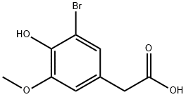 3-ブロモ-4-ヒドロキシ-5-メトキシフェニル酢酸 化学構造式