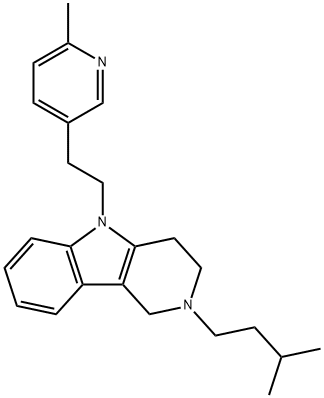 2,3,4,5-Tetrahydro-2-isopentyl-5-[2-(6-methyl-3-pyridyl)ethyl]-1H-pyrido[4,3-b]indole Struktur