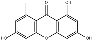 1-メチル-3,6,8-トリヒドロキシ-9H-キサンテン-9-オン 化学構造式