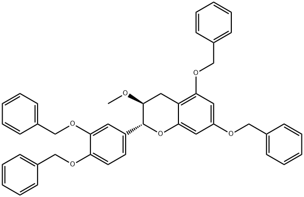 (2R-trans)-2-[3,4-bis(phenylmethoxy)phenyl]-3,4-dihydro-3-methoxy-5,7-bis(phenylmethoxy)-2H-1-benzopyran  Struktur