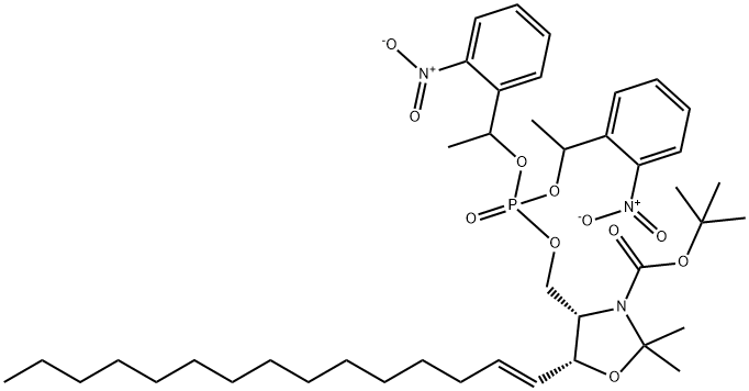 (4S,5R)-4-[[[Bis[1-(2-nitrophenyl)ethoxy]phosphinyl]oxy]Methyl]-2,2-diMethyl-5-(1E)-1-pentadecen-1-yl-3-oxazolidinecarboxylic Acid 1,1-DiMethyleth Structure