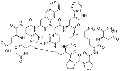 Cys(1)-Glu-His-3-(2-ナフチル)-D-Ala-Arg-Trp-Gly-Cys(1)-Pro-Pro-Lys-Asp-NH2 化学構造式