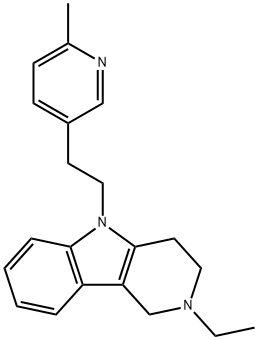 2,3,4,5-Tetrahydro-2-ethyl-5-[2-(6-methyl-3-pyridyl)ethyl]-1H-pyrido[4,3-b]indole 结构式