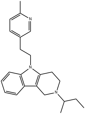 2,3,4,5-Tetrahydro-2-sec-butyl-5-[2-(6-methyl-3-pyridyl)ethyl]-1H-pyrido[4,3-b]indole 结构式