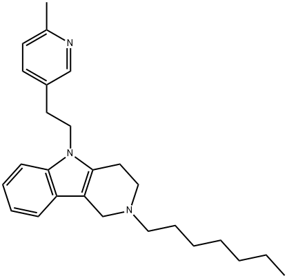 2,3,4,5-Tetrahydro-2-heptyl-5-[2-(6-methyl-3-pyridyl)ethyl]-1H-pyrido[4,3-b]indole 结构式