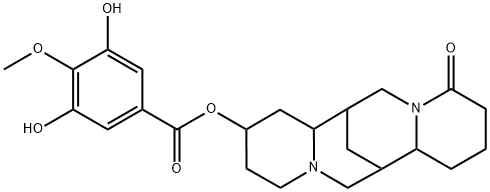 3,5-Dihydroxy-4-methoxybenzoic acid 1,3,4,7,7a,8,9,10,11,13,14,14a-dodecahydro-11-oxo-7,14-methano-2H,6H-dipyrido[1,2-a:1',2'-e][1,5]diazocin-2-yl ester 结构式