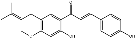 1-[2-Hydroxy-4-methoxy-5-(3-methyl-2-butenyl)phenyl]-3-(4-hydroxyphenyl)-2-propen-1-one Struktur