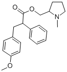 (1-メチル-2-ピロリジニル)メチル=β-(p-メトキシフェニル)-α-フェニルプロピオナート 化学構造式