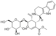 (4S)-4β-[[(1S)-1,2,3,4-テトラヒドロ-β-カルボリン-1α-イル]メチル]-5β-エテニル-6α-(β-D-グルコピラノシルオキシ)-5,6-ジヒドロ-4H-ピラン-3-カルボン酸メチル 化学構造式