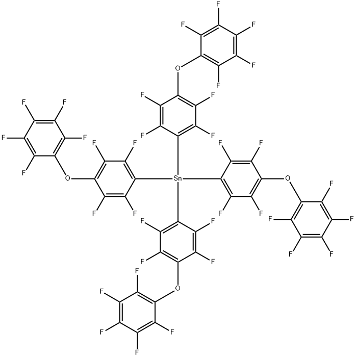 Tetrakis(4-pentafluorophenyloxyphenyl-2,3,5,6-tetrafluoro)stannane Struktur