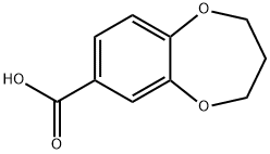 3,4-ジヒドロ-2H-1,5-ベンゾジオキセピン-7-カルボン酸 化学構造式