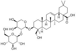 3β-(2-O-β-D-グルコピラノシル-α-L-アラビノピラノシルオキシ)-23-ヒドロキシオレアナ-12-エン-28-酸 化学構造式