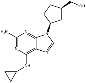 (1R,3S)-3-[2-アミノ-6-(シクロプロピルアミノ)-9H-プリン-9-イル]シクロペンタンメタノール 化学構造式