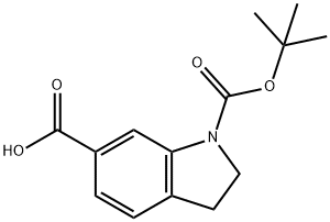 1-(叔丁氧羰基)吲哚啉-6-羧酸 结构式