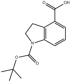 1-(叔丁氧基羰基)-4-吲哚啉羧酸 结构式