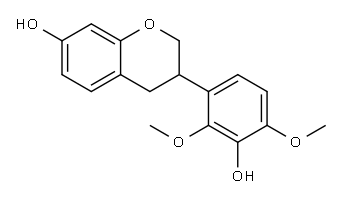 rac-(R*)-3,4-ジヒドロ-3-(3-ヒドロキシ-2,4-ジメトキシフェニル)-2H-1-ベンゾピラン-7-オール 化学構造式