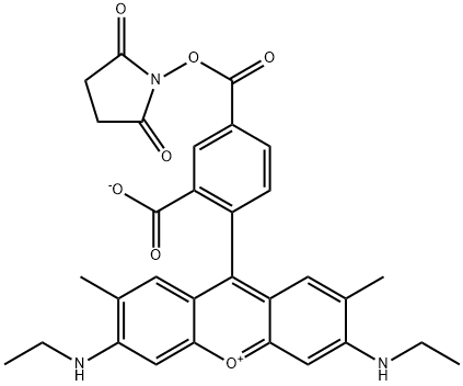 5-羧基罗丹明 6G 琥珀酰亚胺酯, 209112-21-0, 结构式
