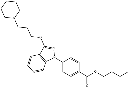 p-[3-(3-Piperidinopropoxy)-1H-indazol-1-yl]benzoic acid butyl ester Struktur