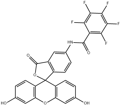 5-(ペンタフルオロベンゾイルアミノ)フルオレセイン 化学構造式