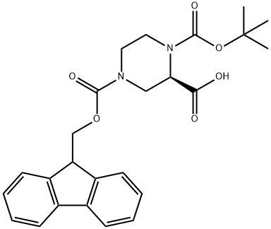 (R)-1-N-BOC-4-N-FMOC-2-PIPERAZINE CARBOXYLIC ACID
 Structure