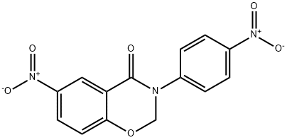6-ニトロ-3-(4-ニトロフェニル)-2H-1,3-ベンゾオキサジン-4(3H)-オン 化学構造式