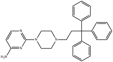 2-[4-(3,3,3-トリフェニルプロピル)-1-ピペラジニル]ピリミジン-4-アミン 化学構造式