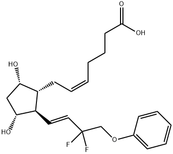 (Z)-7-[(1R)-2β-[(E)-3,3-ジフルオロ-4-フェノキシ-1-ブテニル]-3α,5α-ジヒドロキシシクロペンタン-1α-イル]-5-ヘプテン酸エチル 化学構造式