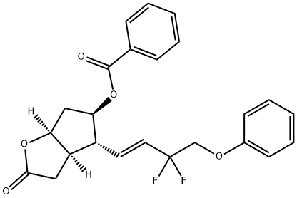 安息香酸(3AR,4R,5R,6AS)-4-((E)-3,3-ジフルオロ-4-フェノキシブト-1-エン-1-イル)-2-オキソヘキサヒドロ-2H-シクロペンタ[B]フラン-5-イル 化学構造式