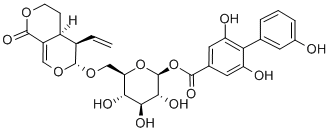 (4aS)-6α-[2-O-[(3,3',5-トリヒドロキシ-1,1'-ビフェニル-2-イル)カルボニル]-β-D-グルコピラノシルオキシ]-5β-ビニル-4,4a,5,6-テトラヒドロ-1H,3H-ピラノ[3,4-c]ピラン-1-オン 化学構造式