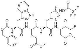 N-[苄氧羰基]-L-色氨酰-L-ALPHA-谷氨酰-N-[(1S)-3-氟-1-(2-甲氧基-2-氧代乙基)-2-氧代丙基]-L-组胺酰胺甲基酯, 210345-00-9, 结构式