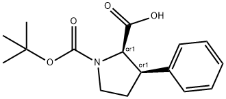 BOC-(2S,3R)-3-フェニルピロリジン-2-カルボン酸 化学構造式