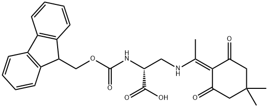 N-芴甲氧羰基-[N'-1-(4,4-二甲基-2,6-二氧代环己-1-亚基)乙基]-D-2,3-二氨基丙酸 结构式
