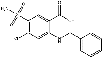 N-苯甲基-4-氯-5-氨磺酰邻氨基苯甲酸, 2114-68-3, 结构式