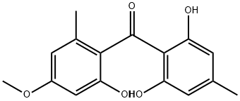 2,2',6-Trihydroxy-4'-methoxy-4,6'-dimethylbenzophenone Struktur