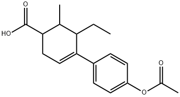 4-[p-(Acetyloxy)phenyl]-5-ethyl-6-methyl-3-cyclohexene-1-carboxylic acid Struktur