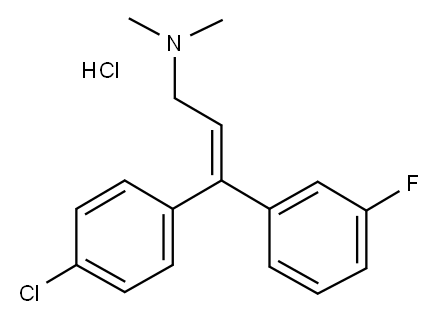 1-(p-Chlorophenyl)-1-(m-fluorophenyl)-3-dimethylaminoprop-1-ene hydroc hloride Structure