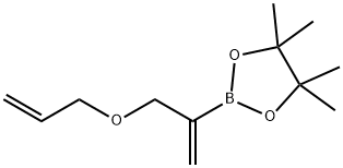 2-(3-(アリルオキシ)プロプ-1-エン-2-イル)-4,4,5,5-テトラメチル-1,3,2-ジオキサボロラン 化学構造式