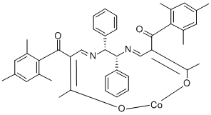 (1R,2R)-N,N'-BIS[3-OXO-2-(2,4,6-TRIMETHYLBENZOYL)BUTYLIDENE]-1,2-DIPHENYLETHYLENEDIAMINATO COBALT(II) Struktur