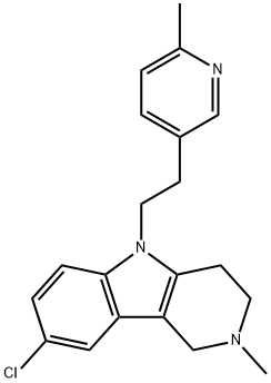8-クロロ-2,3,4,5-テトラヒドロ-2-メチル-5-[2-(6-メチル-3-ピリジニル)エチル]-1H-ピリド[4,3-b]インドール 化学構造式