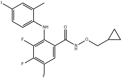 N-(CYCLOPROPYLMETHOXY)-3,4,5-TRIFLUORO-2-[(4-IODO-2-METHYLPHENYL)AMINO]-BENZAMIDE Structure