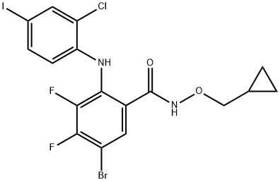 5-溴-2-((2-氯-4-碘苯基)氨基)-N-(环丙基甲氧基)-3,4-二氟苯甲酰胺, 212631-67-9, 结构式
