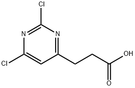 2,6-ジクロロ-4-ピリミジンプロパン酸 化学構造式