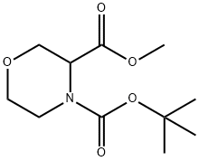 N-BOC-モルホリン-3-カルボン酸メチル 化学構造式