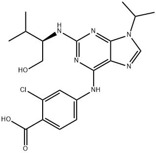 (2R)-2-[[6-[(3-CHLORO-4-CARBOXYPHENYL)AMINO]-9-(1-METHYLETHYL)-9H-PURIN-2-YL]AMINO]-3-METHYL-1-BUTANOL Struktur