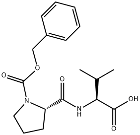 N-[1-[(フェニルメトキシ)カルボニル]-L-プロリル]-L-バリン 化学構造式