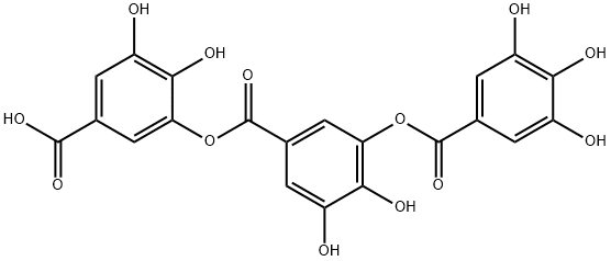 3-[3-(3,4,5-トリヒドロキシベンゾイルオキシ)-4,5-ジヒドロキシベンゾイルオキシ]-4,5-ジヒドロキシ安息香酸 化学構造式