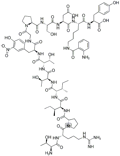 H-THR-ARG-PRO-ILE-ILE-THR-THR-M-NITRO-TYR-GLY-PRO-SER-ASP-LYS(ABZ)-TYR-OH 化学構造式