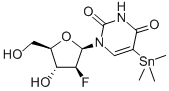 2,4(1H,3H)-PYRIMIDINEDIONE, 1(2-DEOXY-2-FLUORO-BETA-D-ARABINOFURANOSYL)-5-(TRIMETHYLSTANNYL)- Struktur